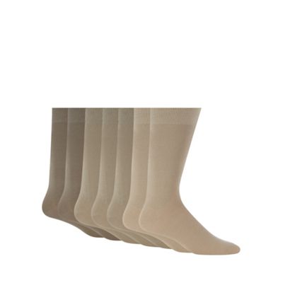Debenhams Basics Pack of seven beige cotton blend socks